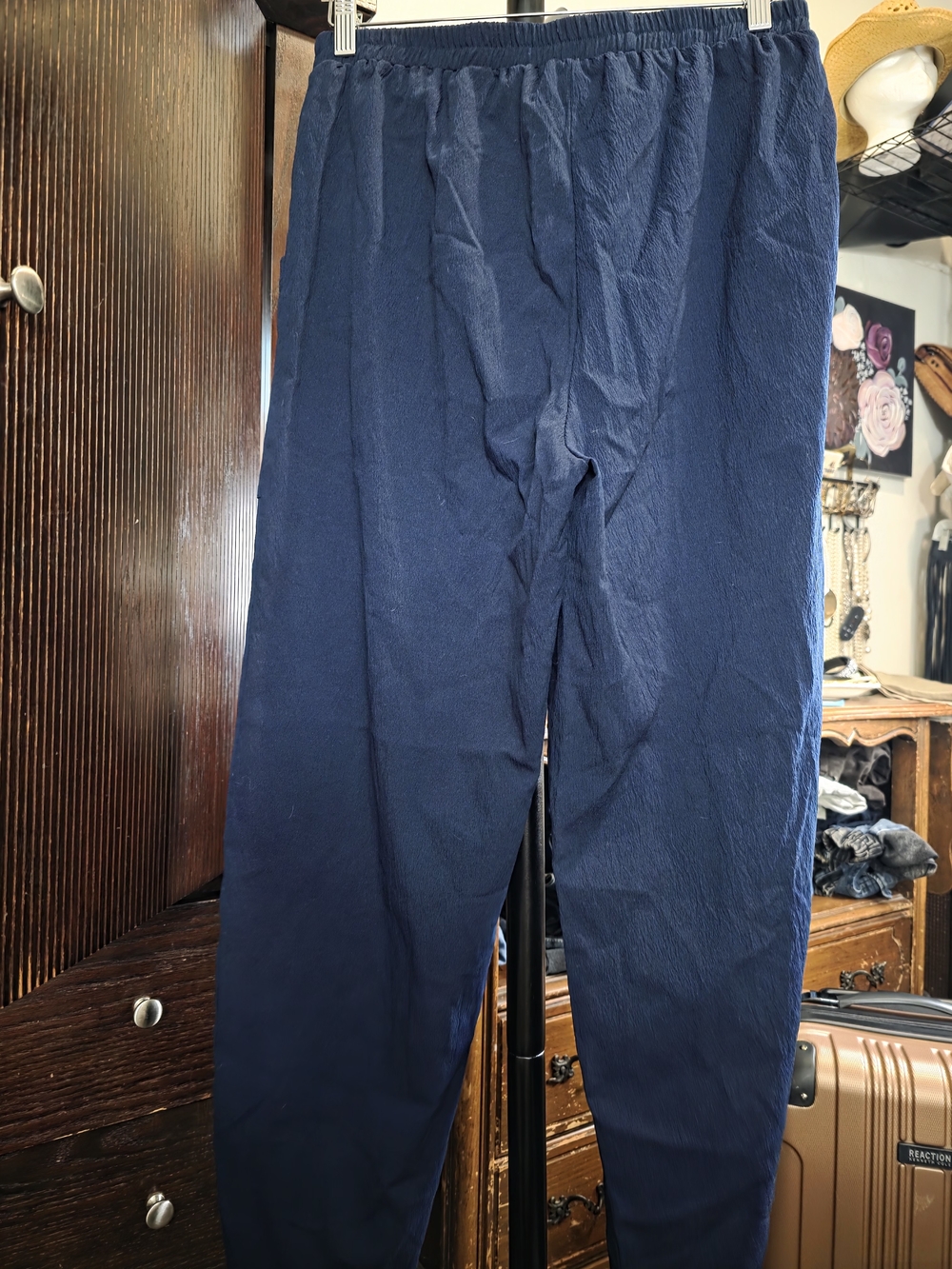 SHEIN Navy Wide Leg Elastic Waist Pants